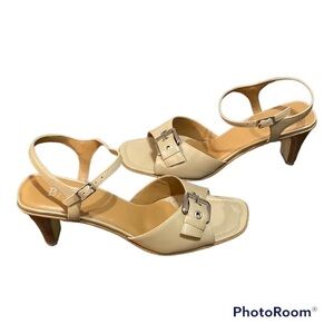 Bass Shoes | Womens Nude/Tan Sling Back Buckle Square toe Shoes | 10